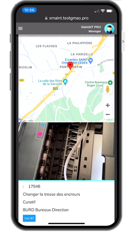 Bon de travail XMAINTGMAO avec géolocalisation sur mobile